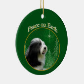 Bearded Collie Peace Keramik Ornament (Rechts)