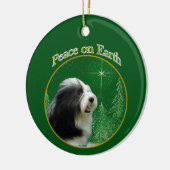 Bearded Collie Peace Keramik Ornament (Links)