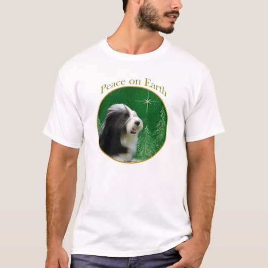 Bearded Collie Peace T-Shirt (Vorderseite)