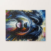 Bearded Collie | Schwarz | Akrylprint Puzzle (Horizontal)