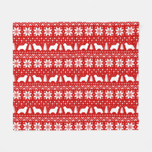 Bearded Collie Silhouetten Hunde Weihnachtsmuster Fleecedecke