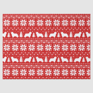 Bearded Collie Silhouetten Weihnachtsmuster Rot Seidenpapier