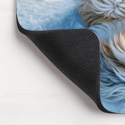 Bearded Collie Snow Angel Mousepad (Ecke)