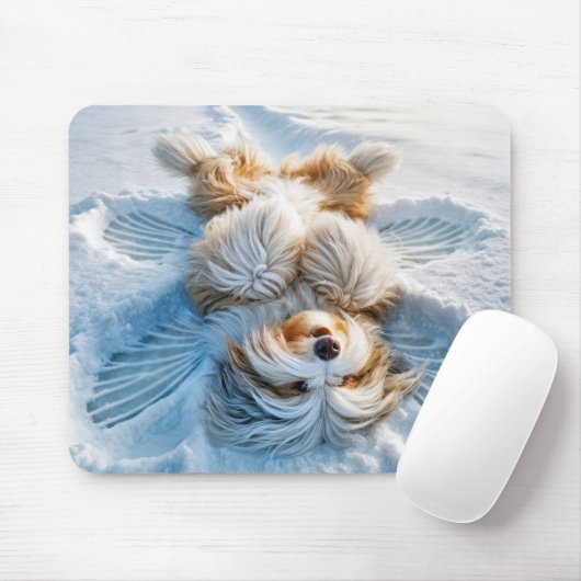 Bearded Collie Snow Angel Mousepad (Mit Mouse)