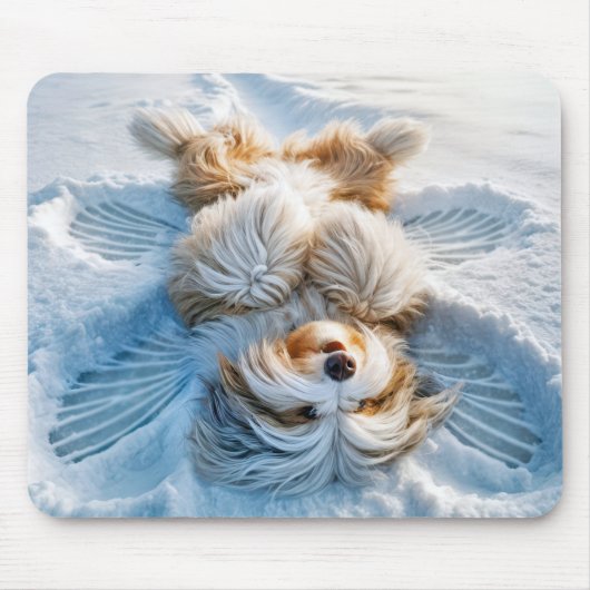 Bearded Collie Snow Angel Mousepad (Vorne)