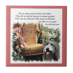 Bearded Collie Summer Garden Fliese