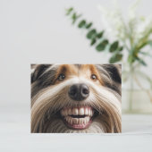 Bearded Collie Toothy Smile Postkarte (Stehend Vorderseite)