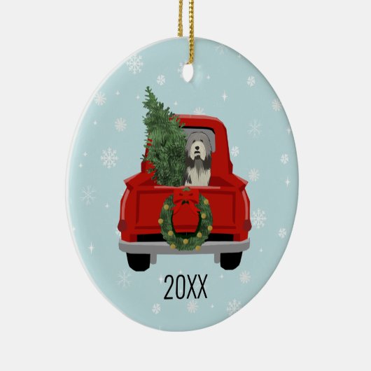 Bearded Collie Trucks Keramik Ornament (Rechts)