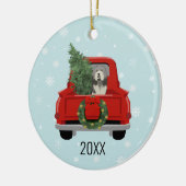 Bearded Collie Trucks Keramik Ornament (Links)