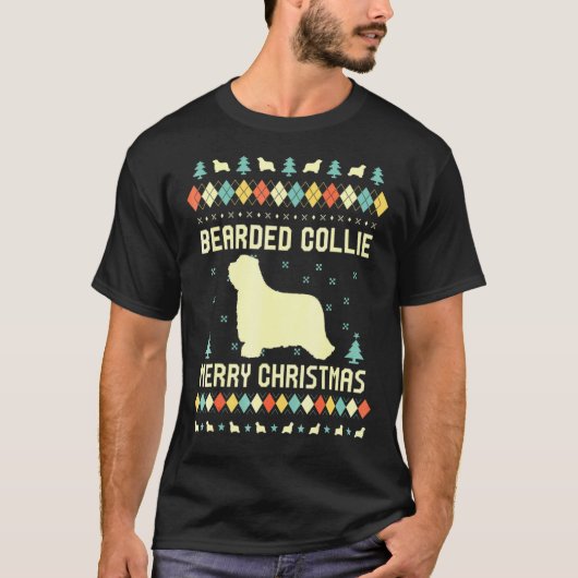 Bearded Collie Ugly Christmas Sweater T-Shirt (Vorderseite)