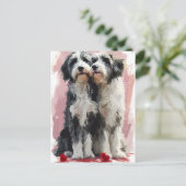 Bearded Collie Valentine Postkarte (Stehend Vorderseite)