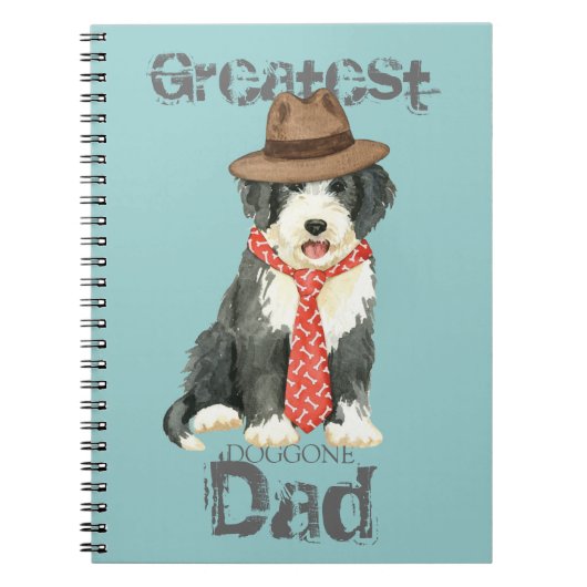 Bearded Collie Vater Notizblock (Vorderseite)