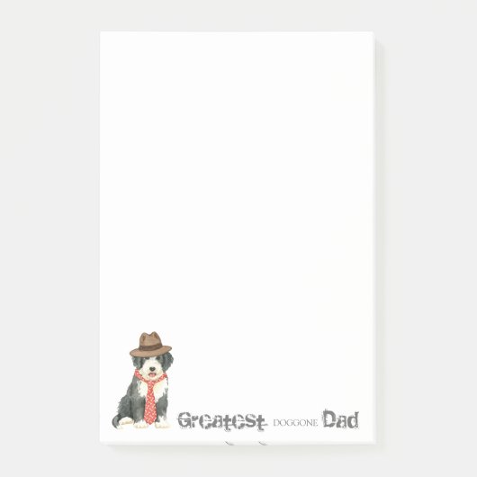 Bearded Collie Vater Post-it Klebezettel (Vorderseite)