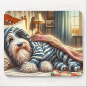 Bearded Collie Wear Striped Pajamas Mousepad (Vorne)