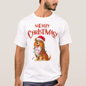 Bearded Collie Weihnachten Lichter Weihnachten Wei T-Shirt (Vorderseite)