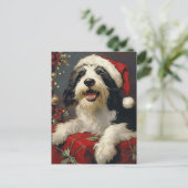 Bearded Collie Weihnachten Postkarte (Stehend Vorderseite)