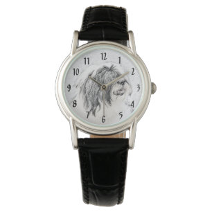Bearded Collie Zeichnend - Niedliche Original Hund Armbanduhr