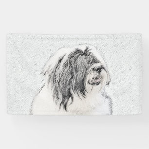 Bearded Collie Zeichnend - Niedliche Original Hund Banner