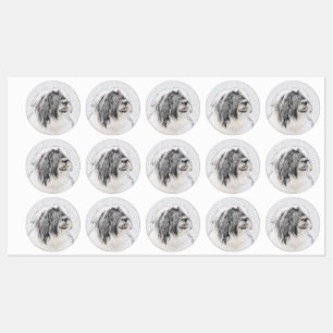 Bearded Collie Zeichnend - Niedliche Original Hund Etiketten
