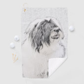 Bearded Collie Zeichnend - Niedliche Original Hund Golfhandtuch (Insitu)