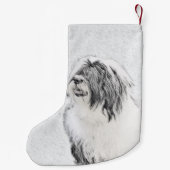 Bearded Collie Zeichnend - Niedliche Original Hund Kleiner Weihnachtsstrumpf (Rückseite)