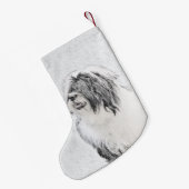 Bearded Collie Zeichnend - Niedliche Original Hund Kleiner Weihnachtsstrumpf (Rückseite (Hängend))
