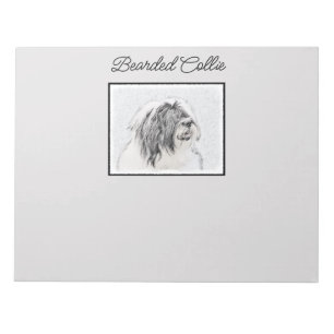 Bearded Collie Zeichnend - Niedliche Original Hund Notizblock
