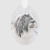 Bearded Collie Zeichnend - Niedliche Original Hund Ornament (Vorderseite)