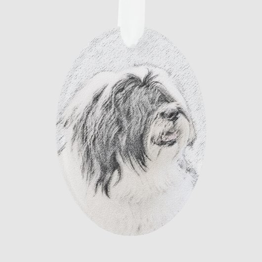 Bearded Collie Zeichnend - Niedliche Original Hund Ornament (Rückseite)