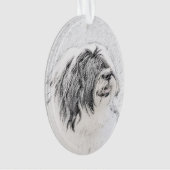 Bearded Collie Zeichnend - Niedliche Original Hund Ornament (Vorderseite)