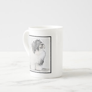Bearded Collie Zeichnend - Niedliche Original Hund Porzellantasse