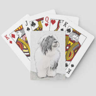 Bearded Collie Zeichnend - Niedliche Original Hund Spielkarten
