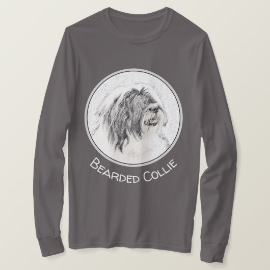 Bearded Collie Zeichnend - Niedliche Original Hund T-Shirt (Design vorne)
