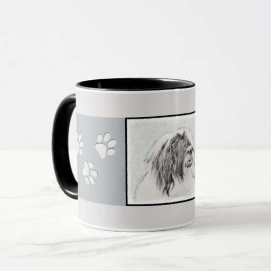 Bearded Collie Zeichnend - Niedliche Original Hund Tasse (Vorderseite Links)