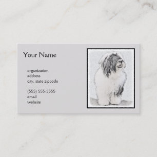 Bearded Collie Zeichnend - Niedliche Original Hund Visitenkarte