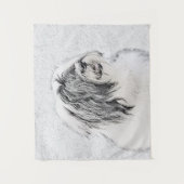 Bearded Collie Zeichnend - Niedliche Original Hund Wandteppich (Vorderseite)