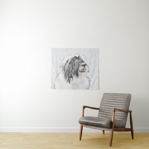 Bearded Collie Zeichnend - Niedliche Original Hund Wandteppich