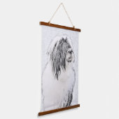 Bearded Collie Zeichnend - Niedliche Original Hund Wandteppich Mit Holzrahmen (Gewinkelt)