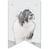 Bearded Collie Zeichnend - Niedliche Original Hund Wimpelkette (Zweite Fahne)