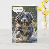 Bearded Collie zum Geburtstag Karte (Gelbe Blume)