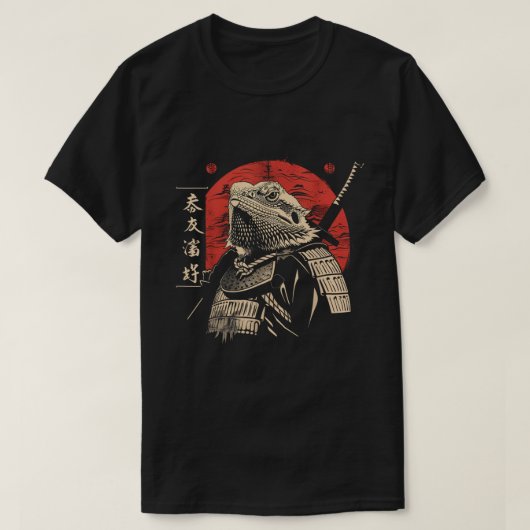 Bearded Dragon als Japanisch Samurai T-Shirt (Design vorne)
