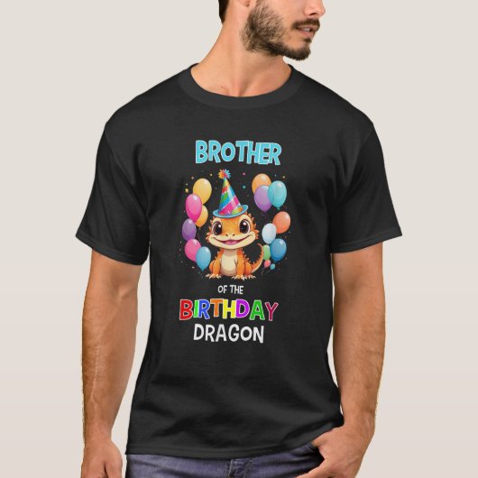 Bearded Dragon Birthday Party Brother of Birthday T-Shirt (Vorderseite)