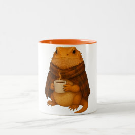 Bearded Dragon Christmas - Cozy Dragon in Blanket Zweifarbige Tasse