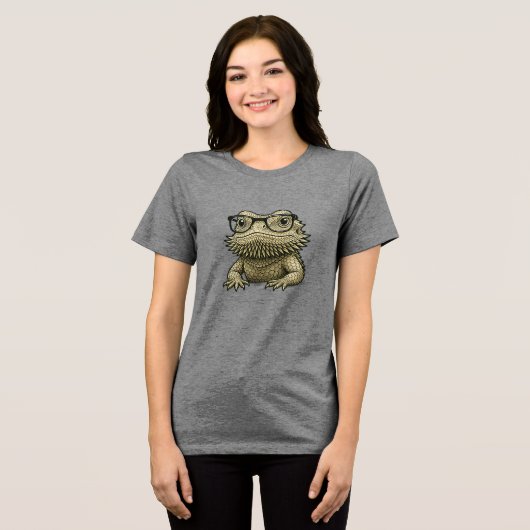 Bearded Dragon • Cute Beardie Design Tri-Blend Shirt (Vorderseite voll)