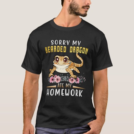 Bearded Dragon Cute Lizard Beardie Ate My Homewor T-Shirt (Vorderseite)