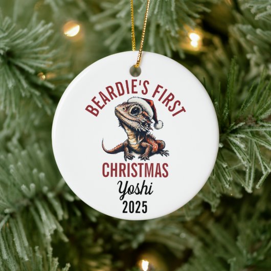 Bearded Dragon First Christmas 2025 Keramik Ornament (Baum)