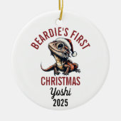 Bearded Dragon First Christmas 2025 Keramik Ornament (Vorne)