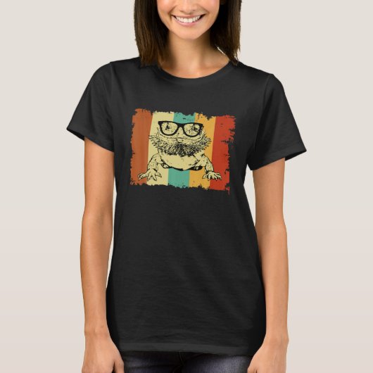 Bearded Dragon Glasses Nerd Animal Optician Vinta T-Shirt (Vorderseite)