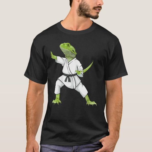 Bearded Dragon Karate Lizard Reptile Animal Austra T-Shirt (Vorderseite)