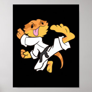 Bearded Dragon Karate Samurai Lizard Bartded Drago Poster
